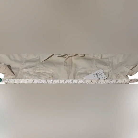 Good American Fit For Success Twill Palazzo Crop Jumpsuit in Ecru, Size: Large - Picture 12 of 14